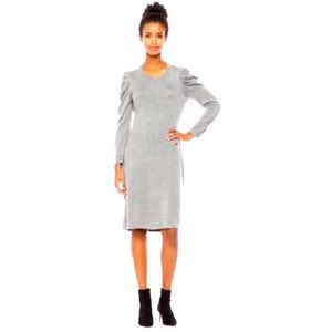 Calvin Klein Gray Puff Sleeve Sweater Dress